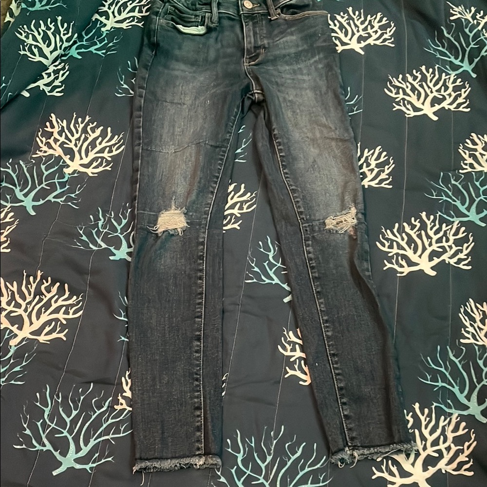 Old Navy Blue Skinny Jeans with Distressed Details